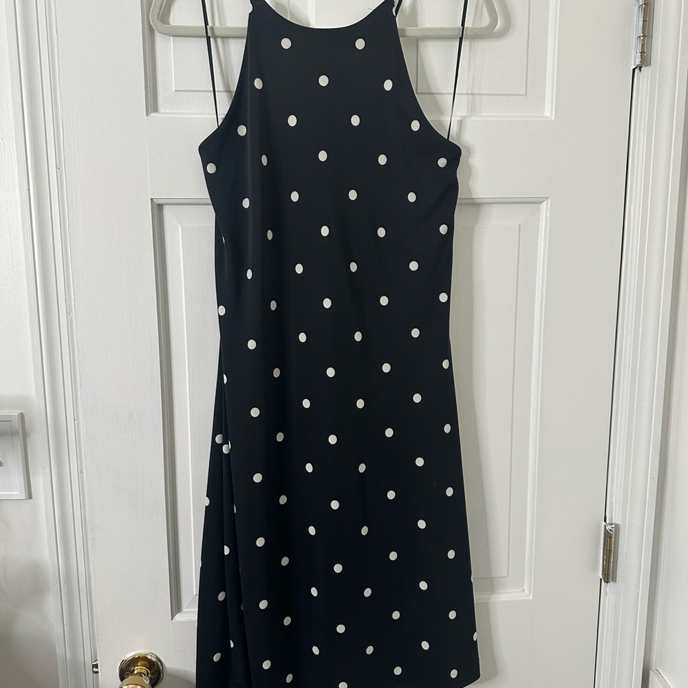 Ralph Lauren Black and White Polka Dot Midi Dress